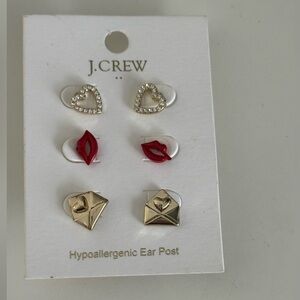J. Crew Gold and Red Stud Earrings Collection